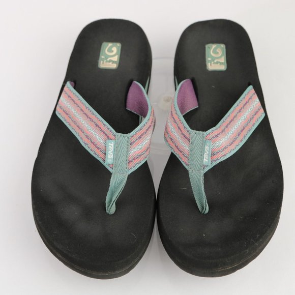 Teva Women Mush Sandal Slide Flip Flop Size 8 Thong Comfy Sage Green Purple Shoe - Picture 11 of 12